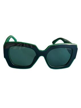 CHANEL Acetate Square Sunglasses 6059 in Black and Green LIKE NEW